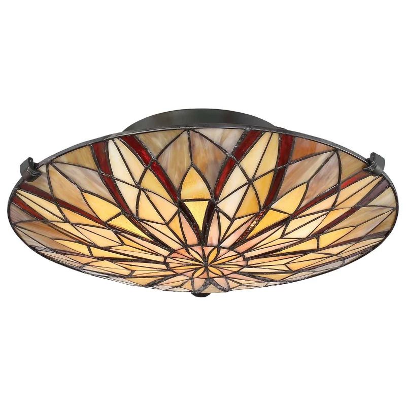 Quoizel Tifanny LED Plafondlamp Victory | 2X E27 Max 60W | Dimbaar | Valiant Bronze