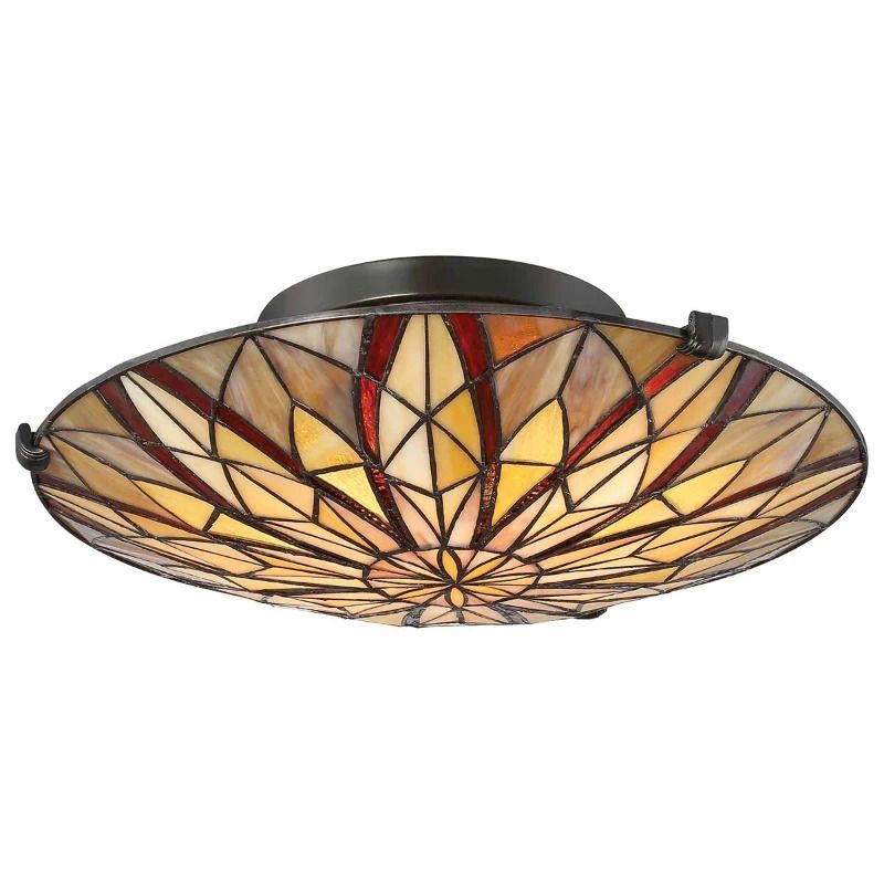 Quoizel Tifanny LED Plafondlamp Victory | 2X E27 Max 60W | Dimbaar | Valiant Bronze