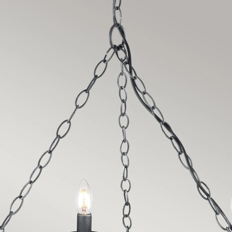 Elstead Lighting LED Kroonluchter | 8X E14 Max 60W | Dimbaar | Black/Silver Patina