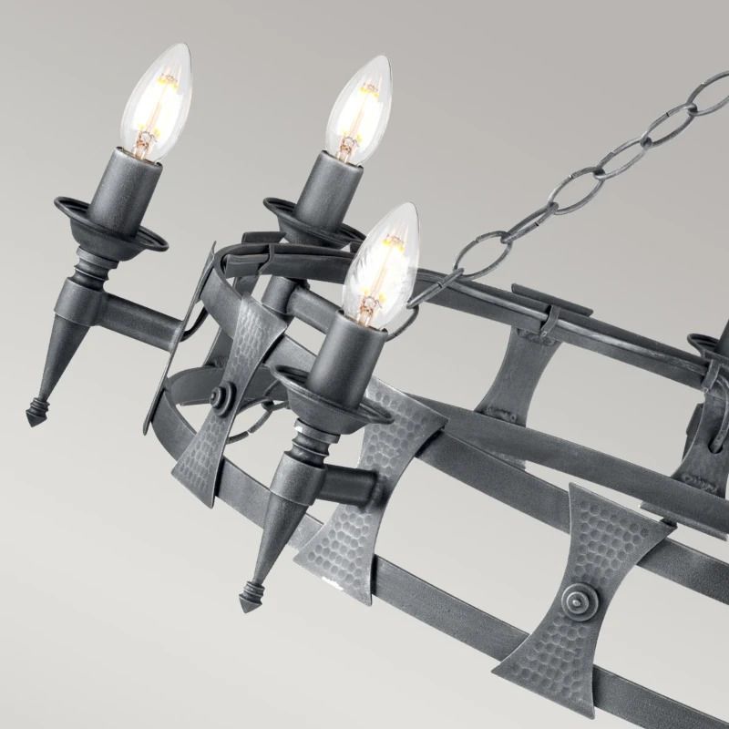Elstead Lighting LED Kroonluchter | 8X E14 Max 60W | Dimbaar | Black/Silver Patina