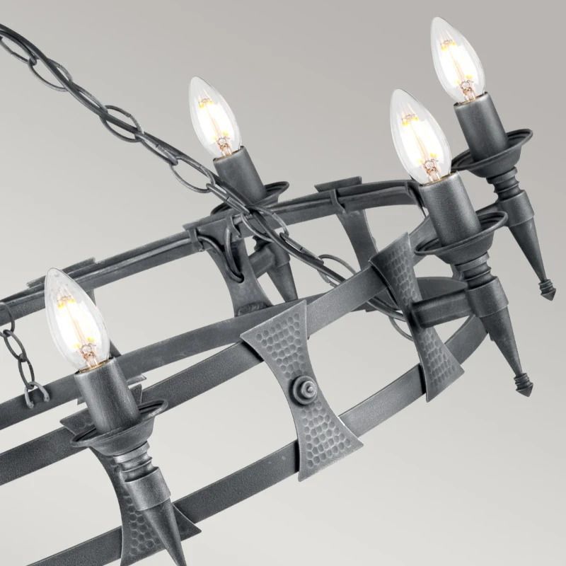 Elstead Lighting LED Kroonluchter | 8X E14 Max 60W | Dimbaar | Black/Silver Patina