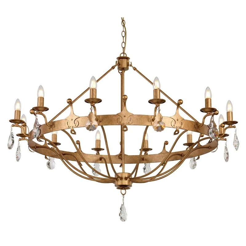 Elstead Lighting LED Kroonluchter | 12X E14 Max 60W | Dimbaar | Gold Patina