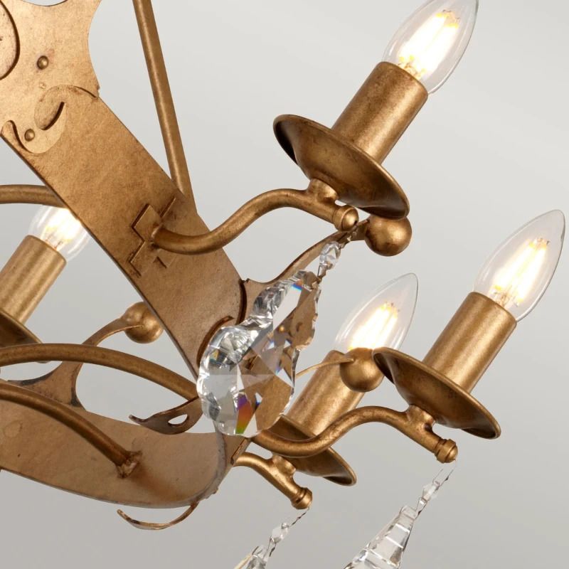Elstead Lighting LED Kroonluchter | 12X E14 Max 60W | Dimbaar | Gold Patina