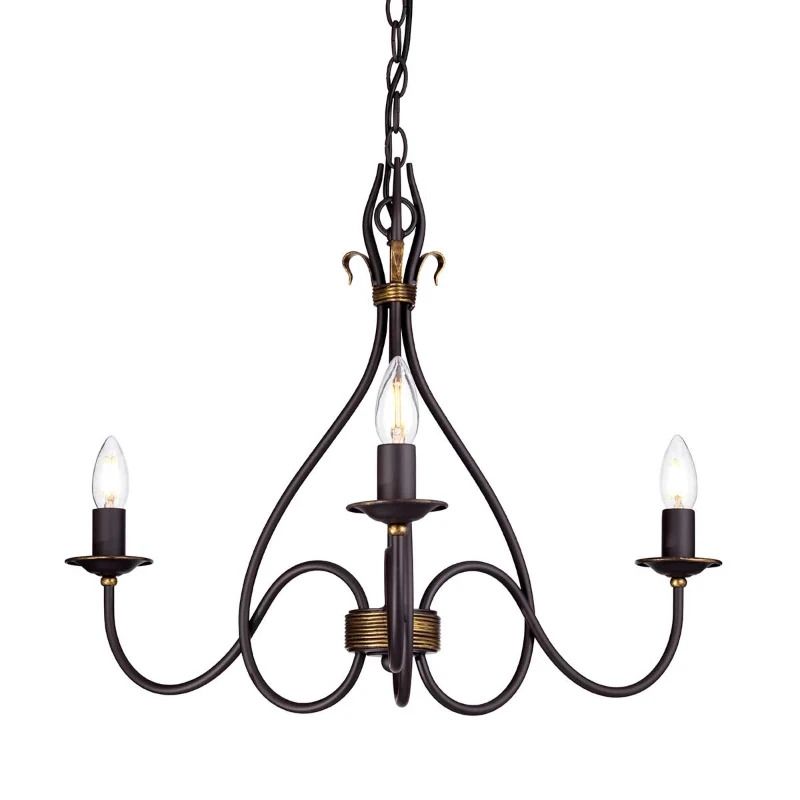 Elstead Lighting LED Kroonluchter | 3X E14 Max 60W | Dimbaar | Rust/Gold