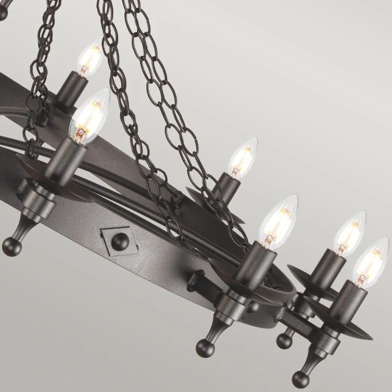Elstead Lighting LED Kroonluchter | 12X E14 Max 60W | Dimbaar | Graphite Black