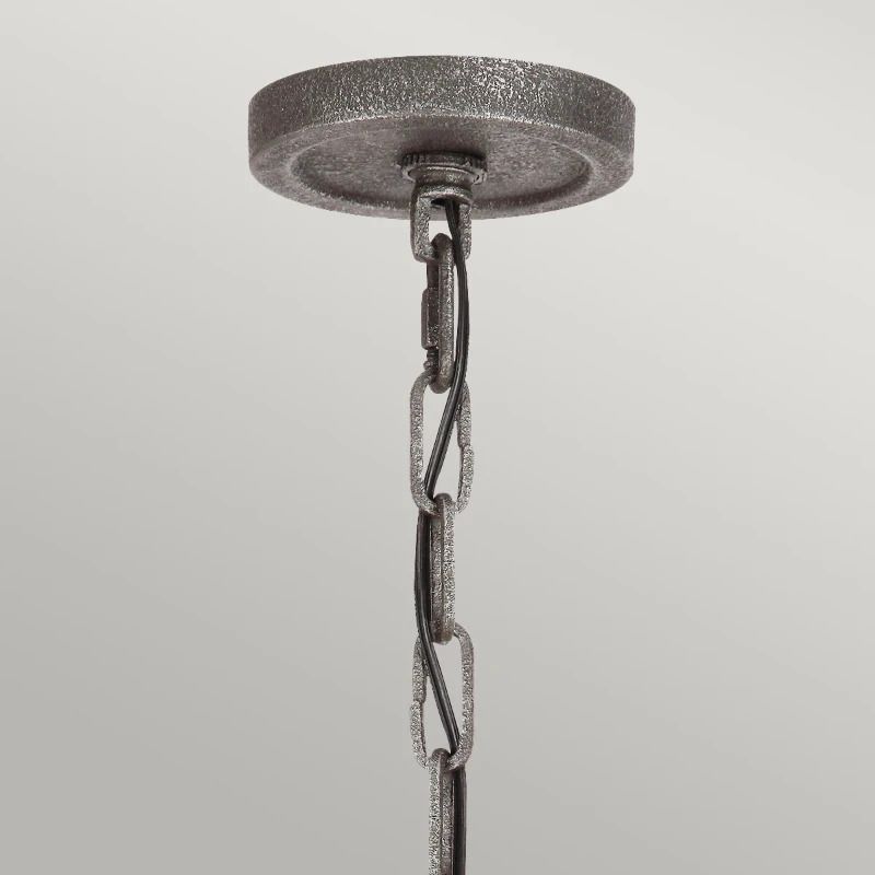 Feiss LED Kroonluchter | 6X E27 Max 60W | Dimbaar | Distressed Weathered Oak & Slate Grey Metal