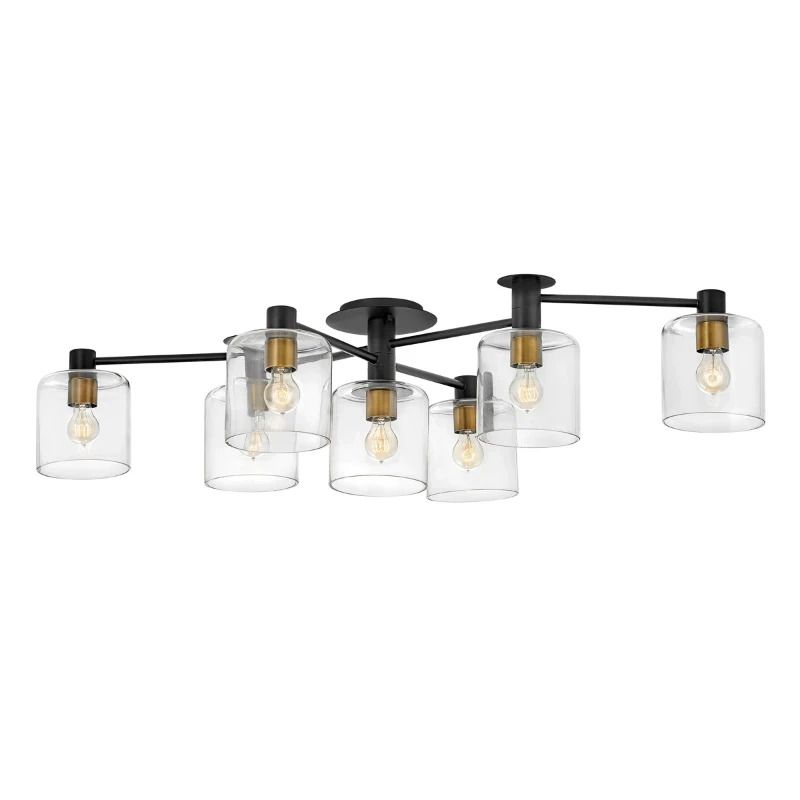 Hinkley LED Plafondlamp Axel | 7X E27 Max 60W | Dimbaar | Black with Heritage Brass