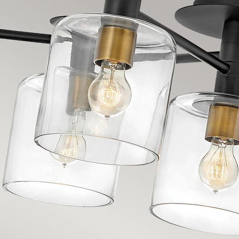 Hinkley LED Plafondlamp Axel | 7X E27 Max 60W | Dimbaar | Black with Heritage Brass