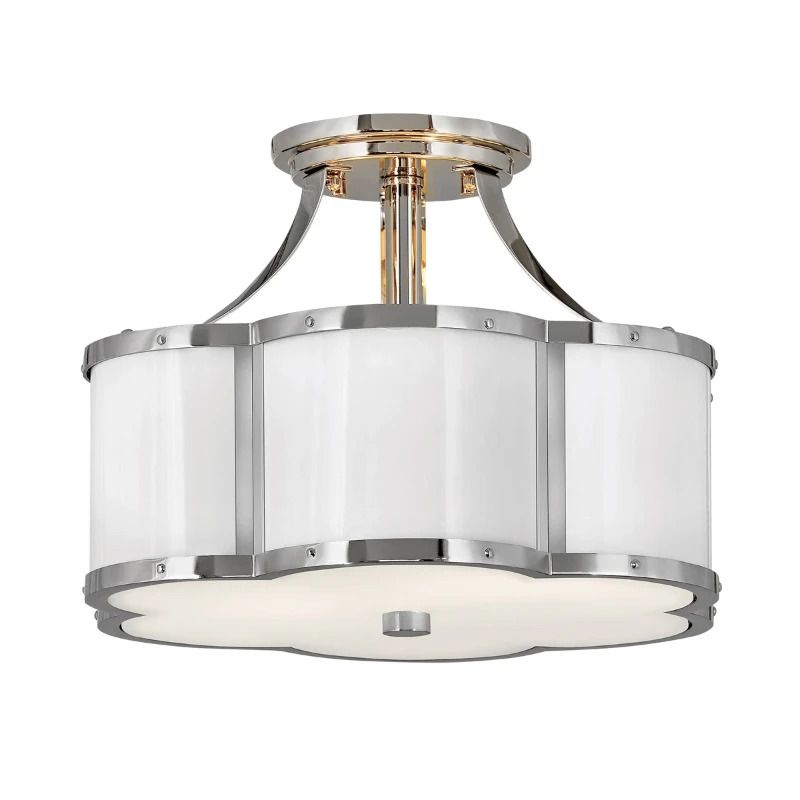Hinkley LED Plafondlamp Chance | 2X E27 Max 60W | Dimbaar | Polished Nickel with Polished White