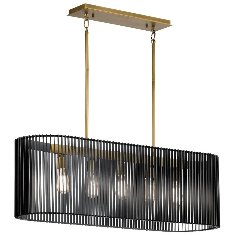 Kichler LED Kroonluchter | 5X E27 Max 60W | Dimbaar | Black & Natural Brass