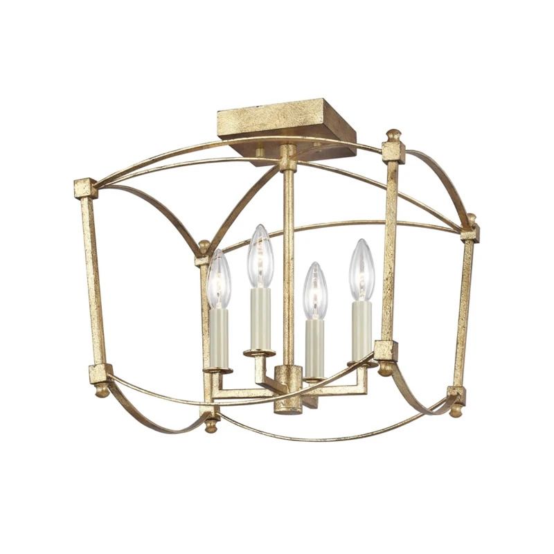 Feiss LED Plafondlamp Thayer | 4X E14 Max 40W | Dimbaar | Antique Gild