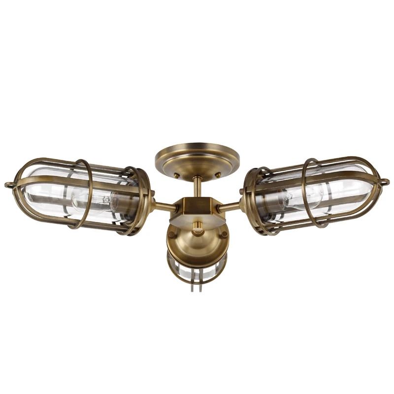 Feiss LED Plafond Badkamerlamp Urban Restoration | 3X E27 Max 60W | IP44 | Dimbaar | Dark Antique Brass