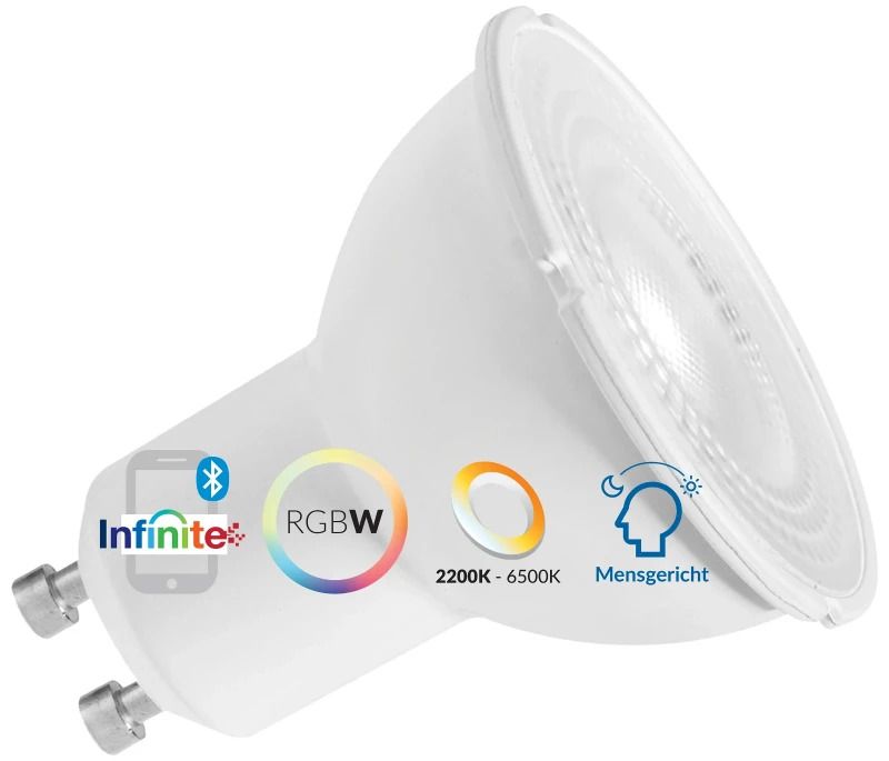 Megaman GU10 PAR16 LED Spot | 4.7W RGBW 220V/240V | 100° Ø50mm Dimbaar | MM11534