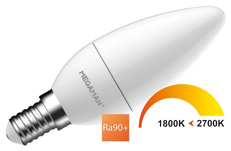 Megaman E14 LED Kaarslamp | 2.9W 1800K/2700K 220V/240V | 918/927 Dimbaar | MM11073