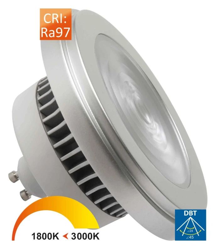 Megaman GU10 AR111 LED Spot | 10W 1800K/3000K 220V/240V | 918/930 24°/45° Ø111mm Dimbaar | MM09935