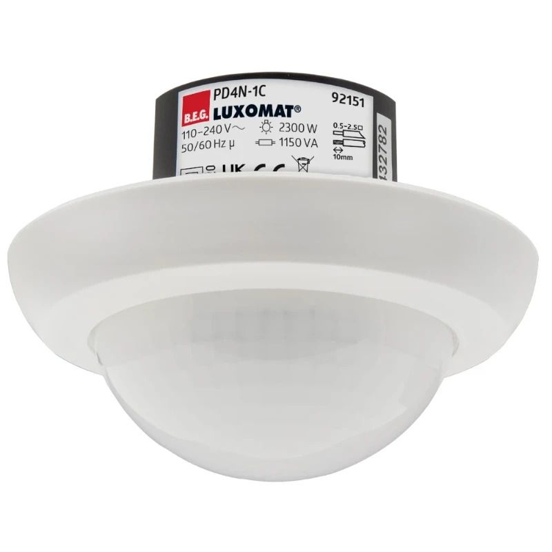 BEG PIR Bewegingssensor | Plafond Inbouw (stucwerk) IP20 24m Wit | 92151