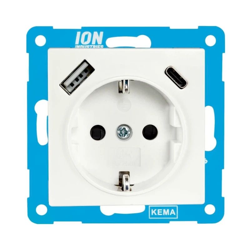 Ion Industries Wandcontactdoos | RA USB A + USB C met Aanraakbeveiliging V1/J1 Alpin Wi