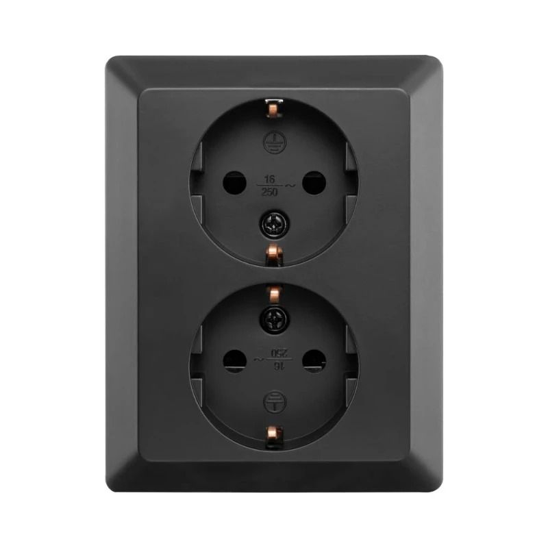 Ion Industries Wandcontactdoos | Half Opbouw 2-voudig RA Mat Zwart