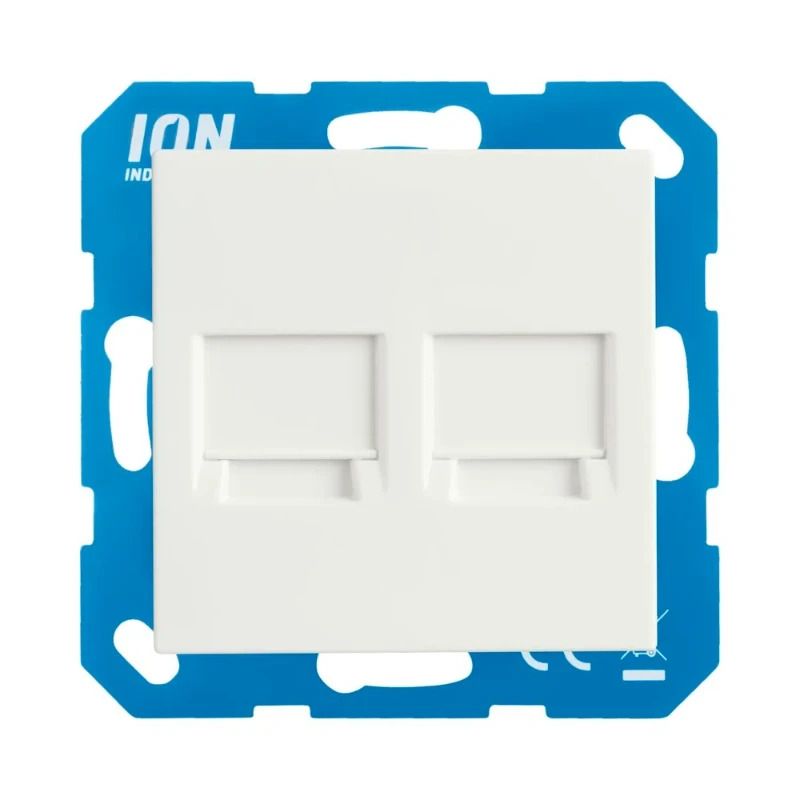 Ion Industries Modular Jack | Cat en Coax | 2-voudig met Centraalplaat V1/J1 Alpin Wit