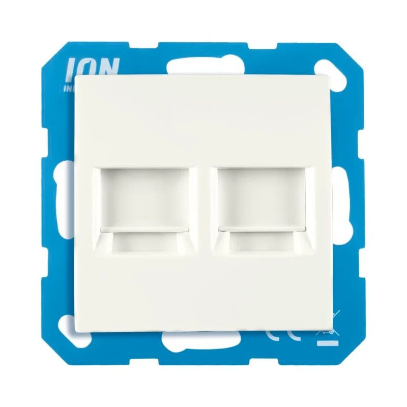 Ion Industries Modular Jack | Cat en Coax | 2-voudig met Centraalplaat E1 Mat Alpin Wit