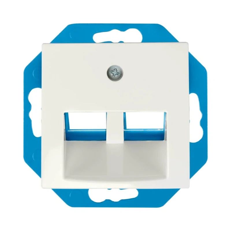 Ion Industries Modular Jack | Cat en Coax | 30° 2-voudig met Centraalplaat E1 Alpin Wit