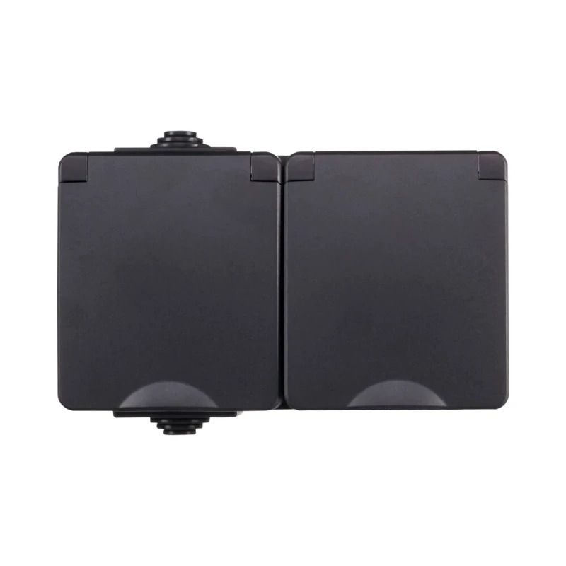 Ion Industries Wandcontactdoos | Opbouw 2-voudig IP55 Zwart