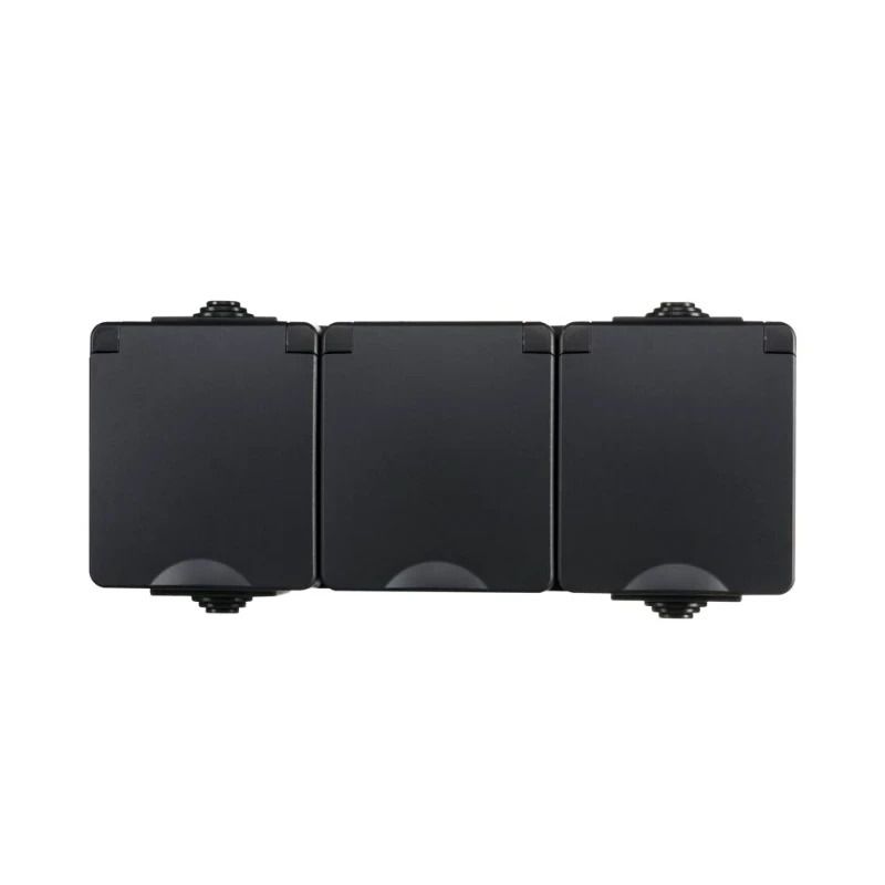 Ion Industries Wandcontactdoos | Opbouw 3-voudig IP55 Zwart
