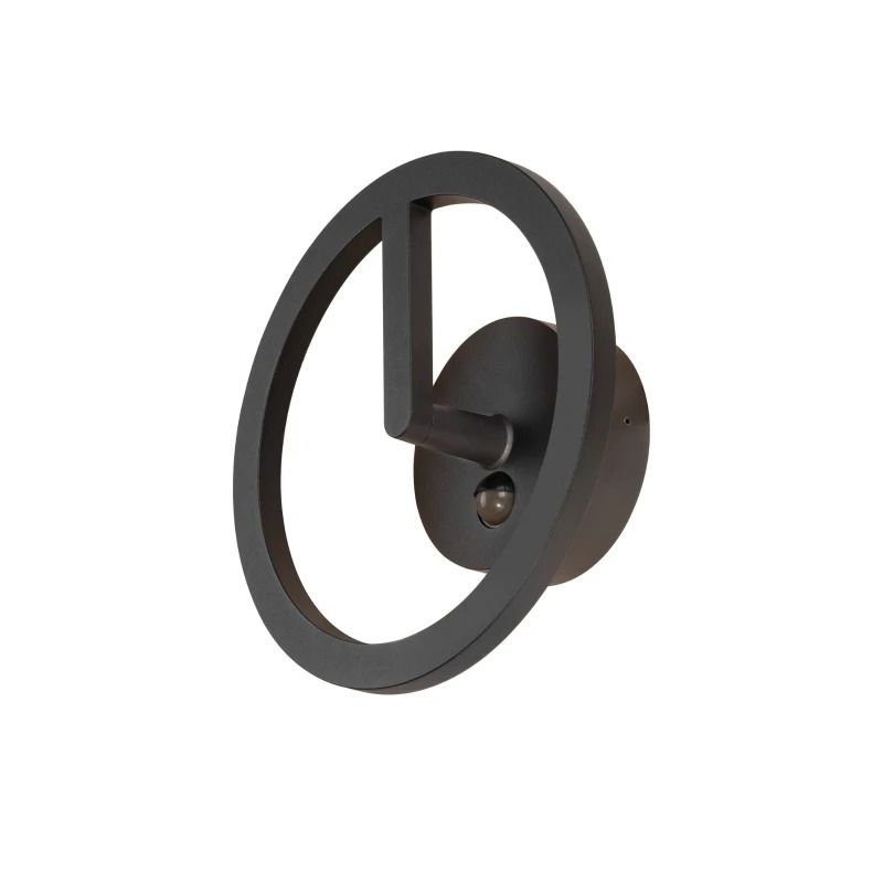 SLV LED Wandlamp | 10W 3000K 950lm 830 | IP54 Sensor Zwart | RING