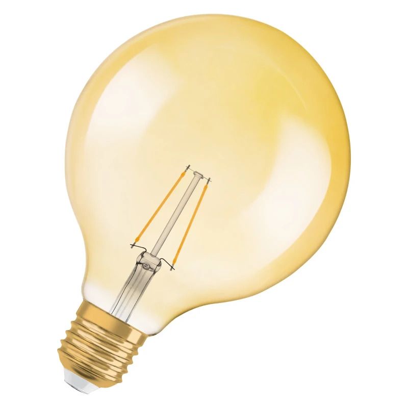 4x Osram E27 LED Globelamp | 2.5W Goud 2400K 220V/240V 824 220Lm | 300° Ø124mm