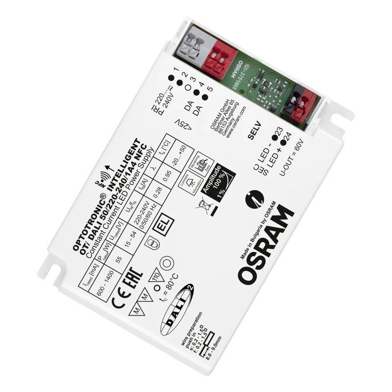 Osram LED Driver | OPTOTRONIC® Intelligent – DALI NFC 50/220...240/1A4 NFC15V/54V | DALI Dimbaar IP20