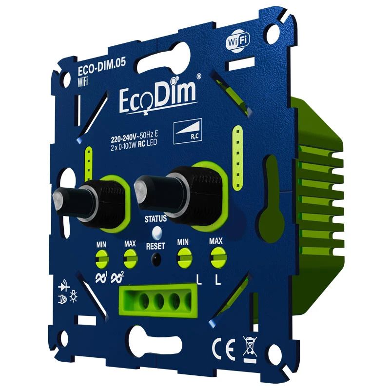 EcoDim Dimmer | wifi led dimmer duo 2x0-100w fase afsnijding