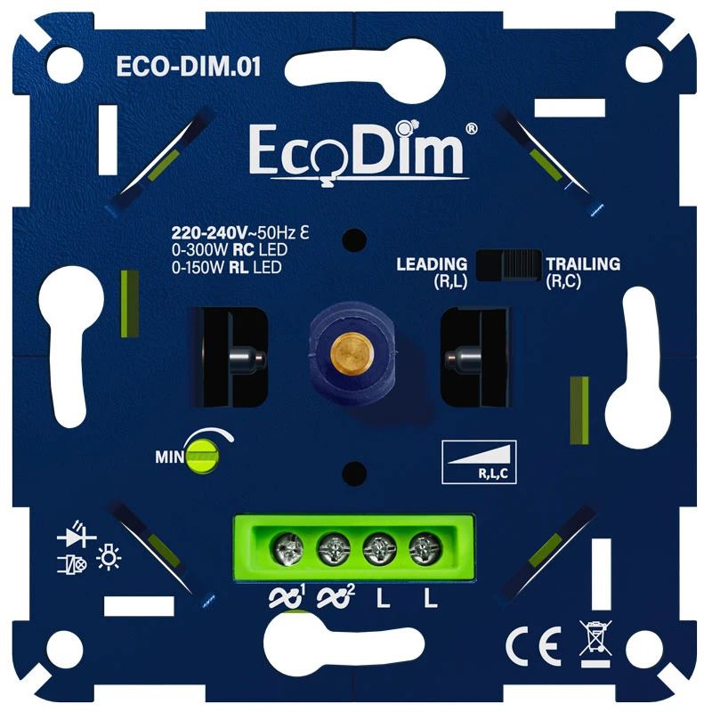 EcoDim Dimmer | led dimmer universeel 0-300w fase aan- en afsnijding