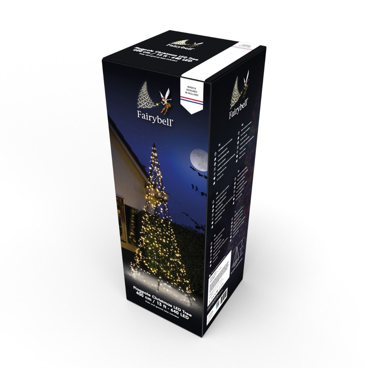 Fairybell Buitenkerstboom | 400cm 640 LEDs | Warm Wit | Inclusief Mast