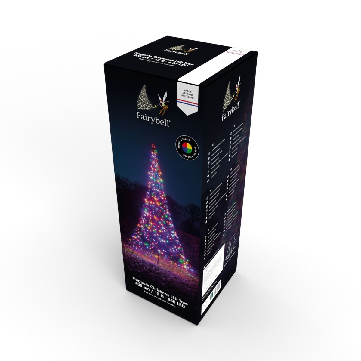 Fairybell Buitenkerstboom | 400cm 640 LEDs | Multi Colour | Inclusief Mast