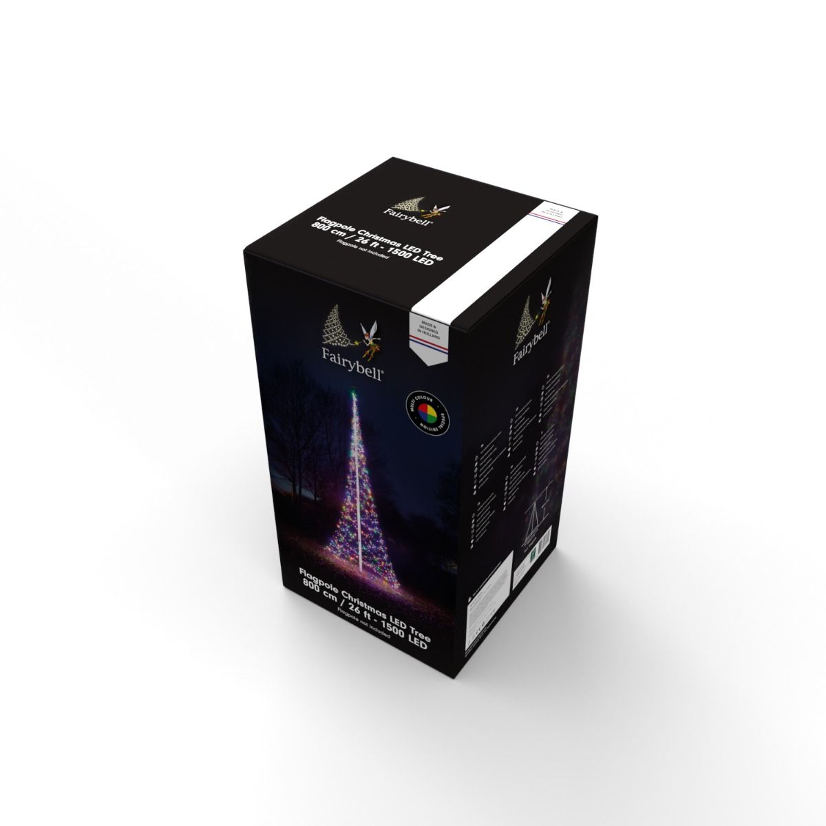Fairybell Buitenkerstboom | 800cm 1500 LEDs | Multi Colour | Exclusief Mast