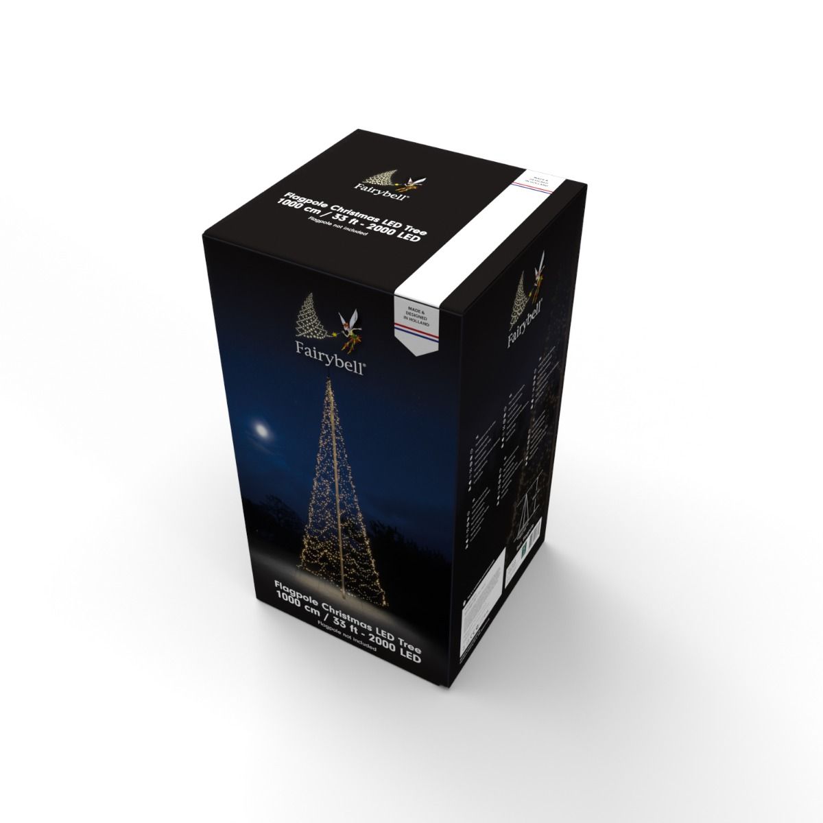Fairybell Buitenkerstboom | 1000cm 2000 LEDs | Warm Wit | Exclusief Mast