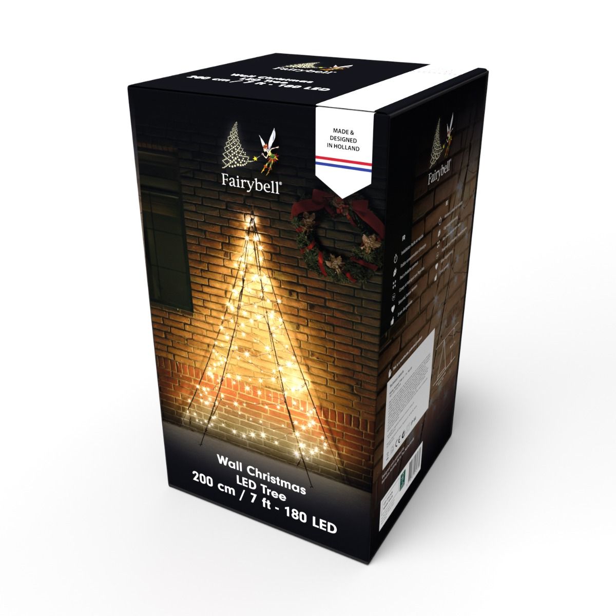 Fairybell Muurkerstboom | 200cm 180 LEDs | Warm wit