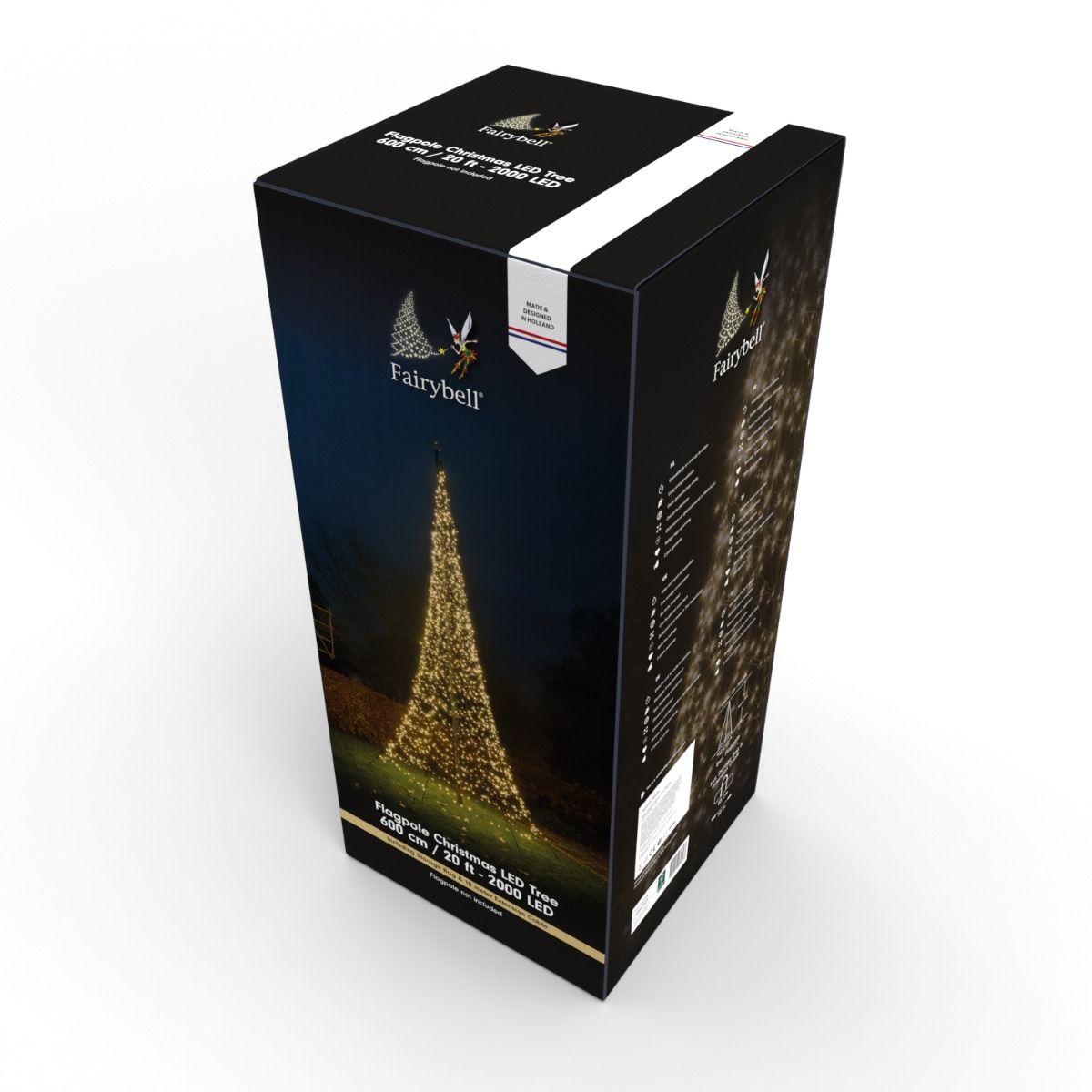 Fairybell Buitenkerstboom | 600cm 2000 LEDs | Warm Wit | Exclusief Mast