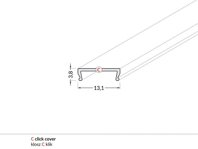 ELP Onderdeel LED-strip | cover klik 2mt surface 10mm + uni-tile 12mm
