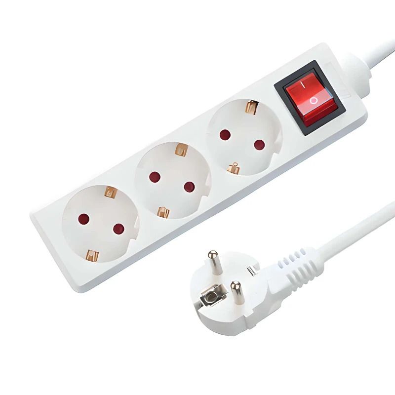 ELP drievoudige tafelcontactdoos | met schakelaar | 3m | wit