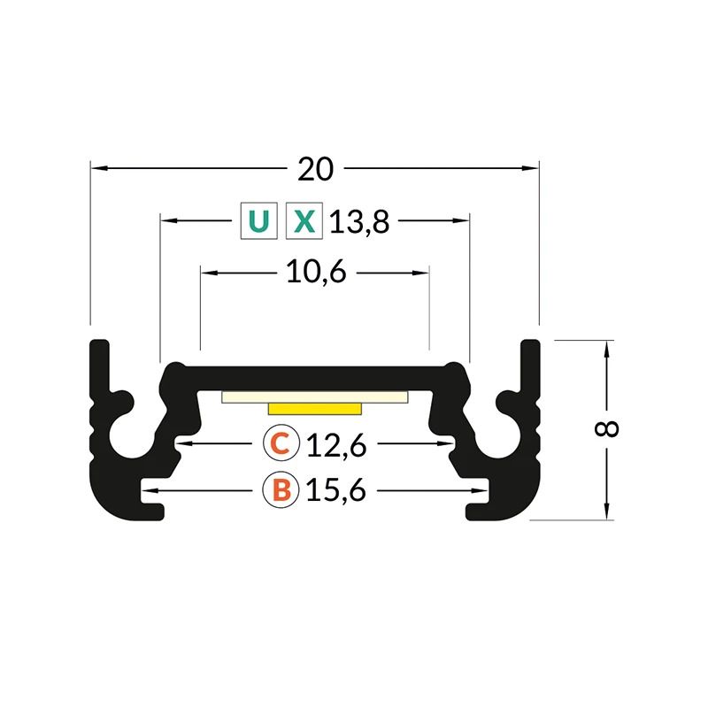 ELP LED-strip Profiel | surface 10mm 2mt wit