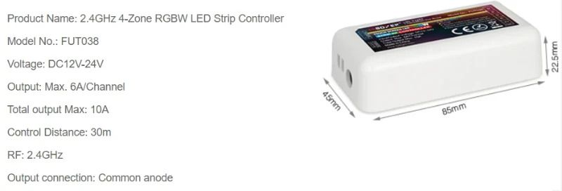 ELP Besturing Voor Verlichting | mi-light 4 zone rgb+w strip controller