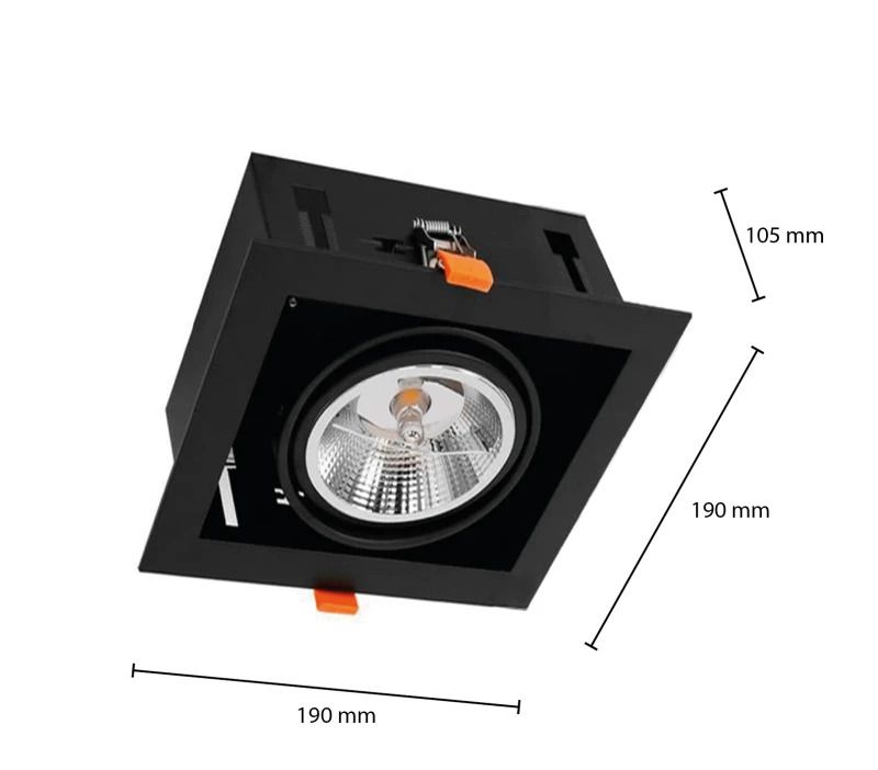 ELP ar111 enkel armatuur pasithee zwart IP22