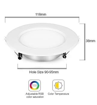ELP LED Downlighter Ø90/113mm | 5.6W 2700K/6500K RGB 386Lm | 827/865 IP44