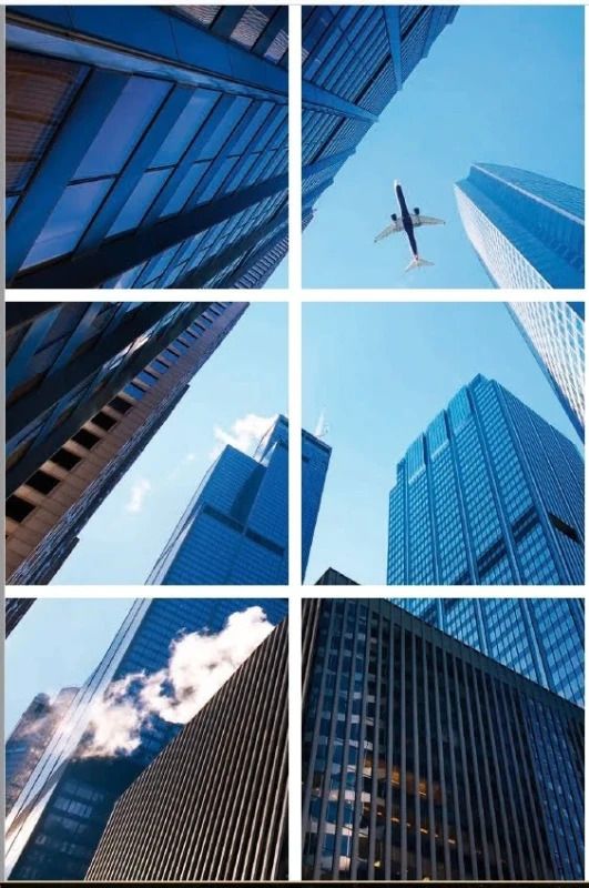 ELP Onderdeel | fotoprint afbeelding wolkenkrabber | verdeeld over 6 panelen | 595 x 5