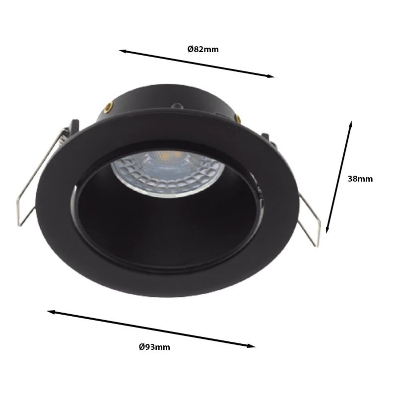 ELP gu10 armatuur salacia kantelbaar zwart l Ø93mm IP22