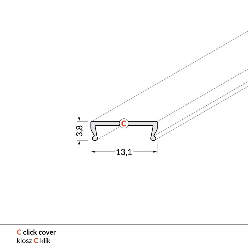 ELP Onderdeel LED-strip | cover klik 2mt surface 10mm + uni-tile 12mm
