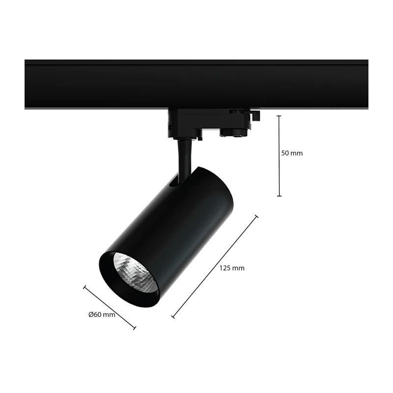 ELP 3-fase LED Railspot Zwart | 7W 3000K 630Lm | 830 IP20