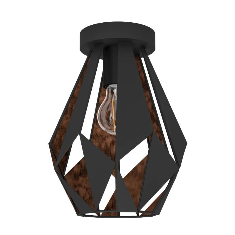 EGLO LED Plafondlamp Carlton 1 | 1X E27 Max 60W | IP20 | Zwart/koper