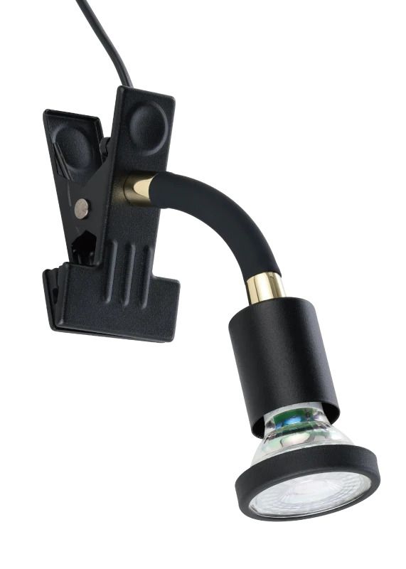 EGLO LED Klemspot Parrini | 1X GU10 4.5W 3000K 345Lm | IP20 | Zwart/goud